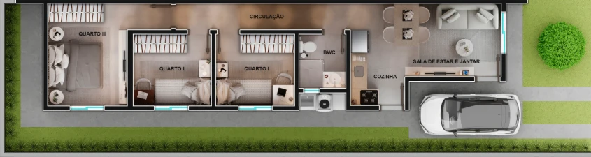 Planta casa 2 quartos